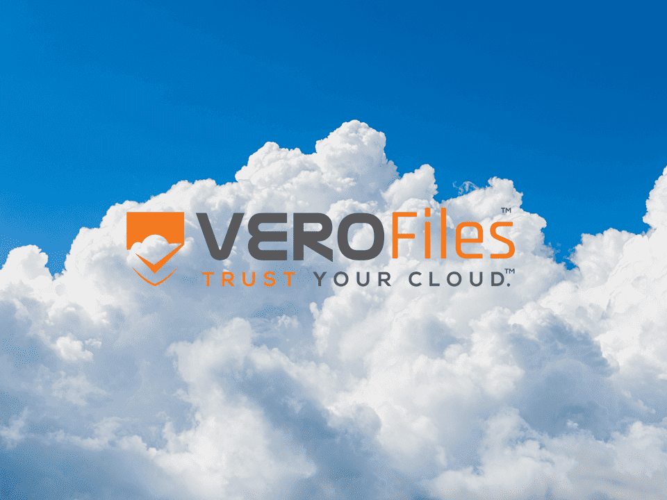 verofiles logo on blue sky with clouds