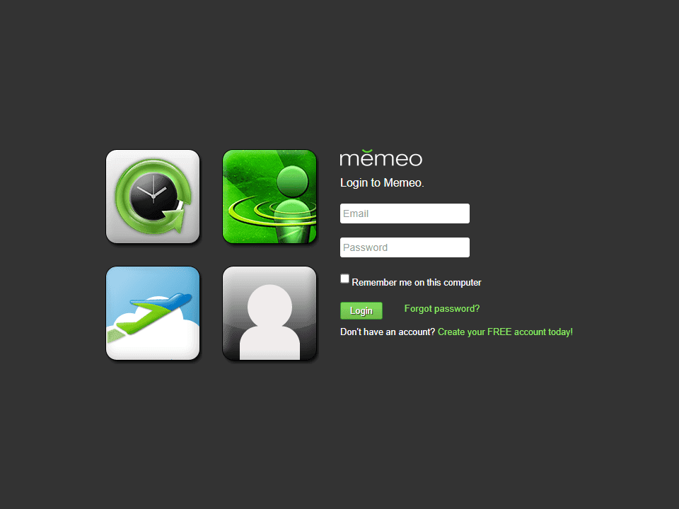 memeo login screen